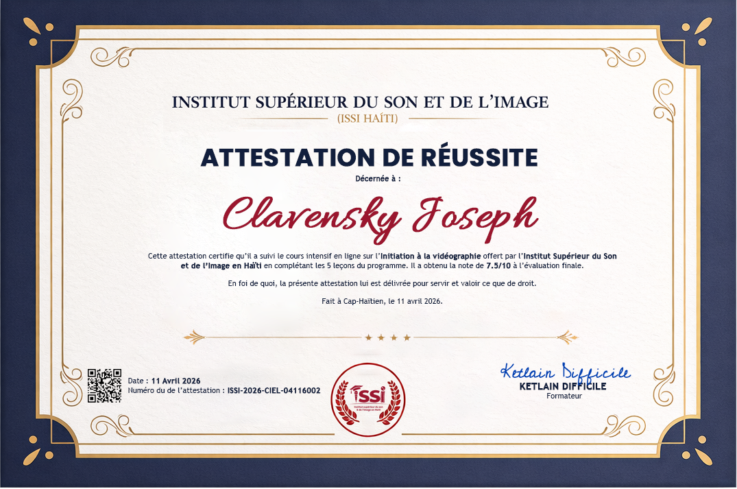 Asttestation en introduction a la videographie